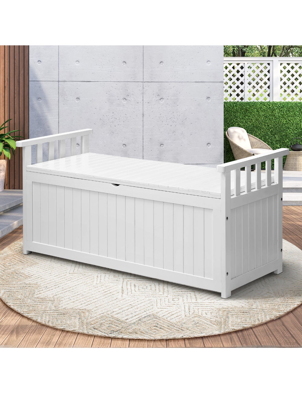 Outdoor white on sale storage bench