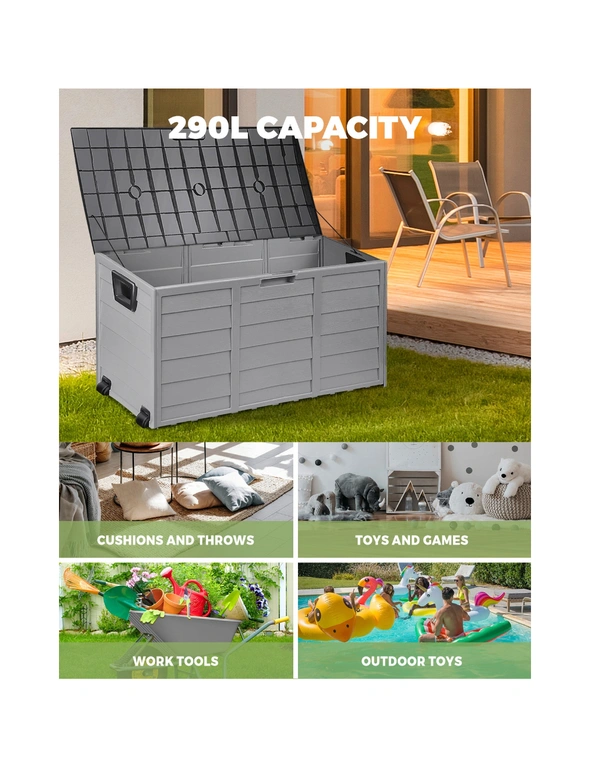 Livsip 290L Outdoor Storage Box Cabinet Container Garden Shed Deck Tool Lockable, hi-res image number null