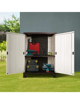 Livsip Outdoor Storage Cabinet Box Garden Garage Cupboard Adjustable Lockable