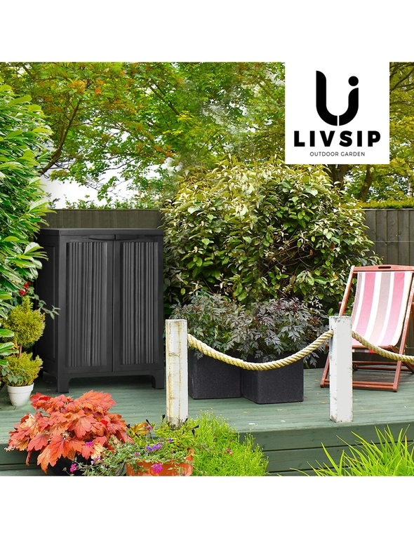 Livsip Outdoor Storage Cabinet Box Garden Garage Cupboard Adjustable Lockable, hi-res image number null