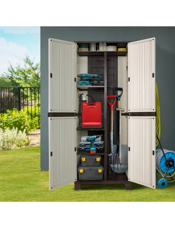 Livsip Outdoor Storage Cabinet Box Garage Garden Cupboard Adjustable Lockable, hi-res image number null