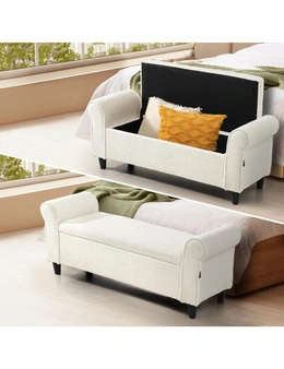 Oikiture Storage Ottoman Blanket Box Sherpa Fabric Arm Foot Stool Couch Large