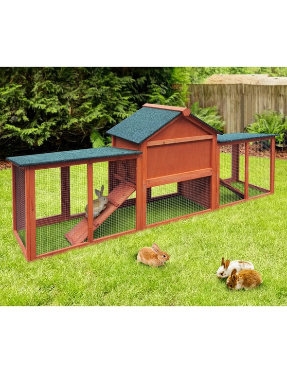 Alopet Rabbit Hutch Chicken Coop Bunny House Run Cage Wooden Outdoor Pet Hutch, hi-res image number null