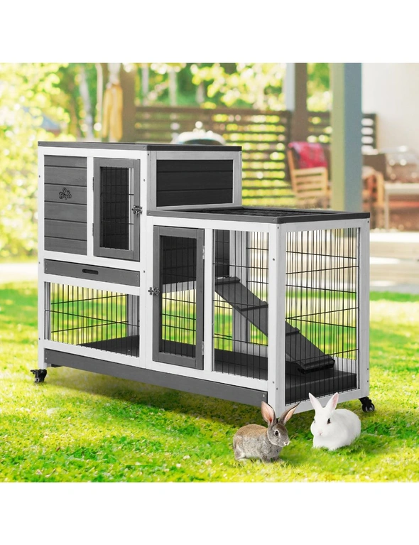 Alopet Rabbit Hutch Chicken Coop House Run Wooden Pet Cage Wheels Guinea Pig Bun, hi-res image number null