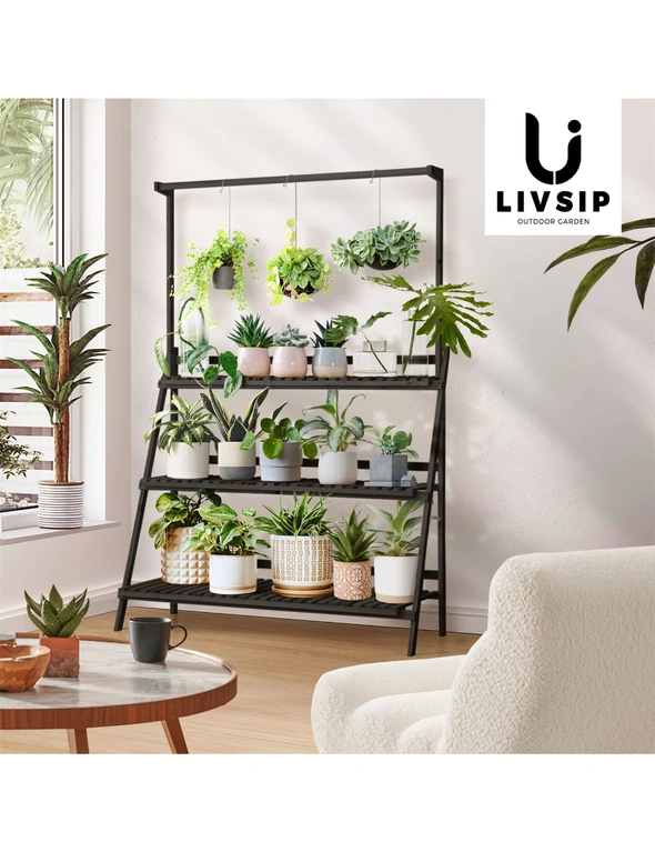 Livsip 3 Tier Plant Stand Indoor Outdoor Garden Planter Flower Pot Shelf Wooden, hi-res image number null