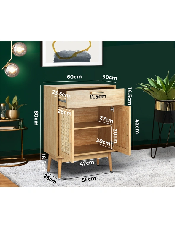 Oikiture Sideboard Cabinet Buffet Rattan Furniture Cupboard Hallway Table Wood, hi-res image number null