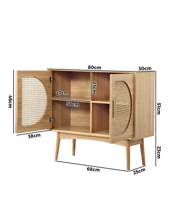 Oikiture Sideboard Cabinet Buffet Rattan Furniture Cupboard Hallway Shelf Wood, hi-res image number null