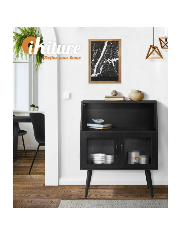 Oikiture Buffet Sideboard Cabinet Storage Cupboard Kitchen Hallway Table Black, hi-res image number null
