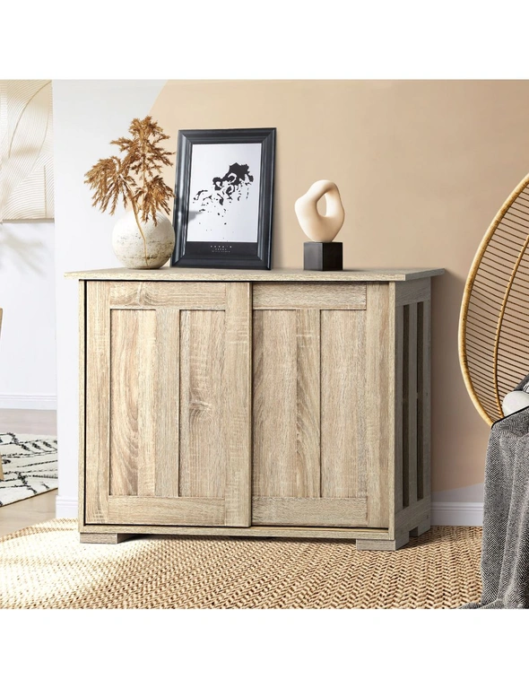 Oikiture Buffet Sideboard Cabinet Doors Storage Cupboard Hallway Table Natural, hi-res image number null
