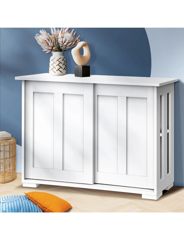 Oikiture Buffet Sideboard Cabinet Doors Storage Cupboard Hallway Table White, hi-res image number null