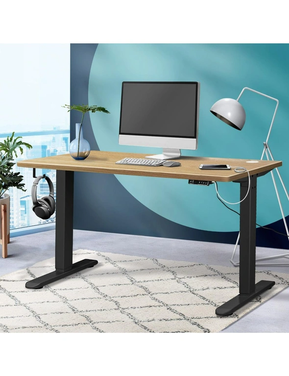 Oikiture Standing Desk Electric Height Adjustable Motorised Sit Stand Desk Rise, hi-res image number null