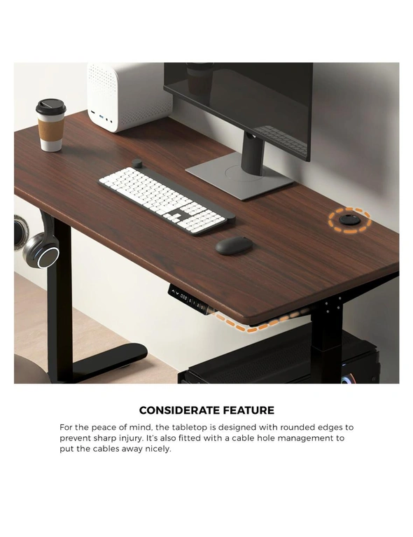 Oikiture 160CM Electric Standing Desk Dual Motor Height Adjustable Motorised Sit Stand Desk Rise Walnut, hi-res image number null