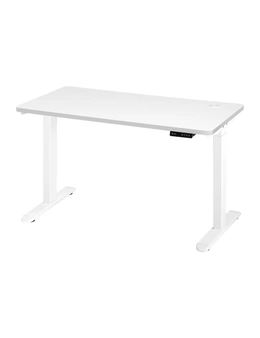 Oikiture 150CM Electric Standing Desk Dual Motor Height Adjustable Motorised Sit Stand Desk Rise White Desktop White Frame