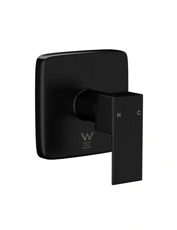 Welba Shower Mixer Tap Bathroom Wall Tapware Brass Tapware Square Black, hi-res image number null