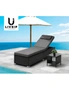 Livsip Sun Lounge Wicker Lounger Table Patio Furniture Outdoor Setting Day Bed, hi-res