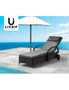 Livsip Wheeled Sun Lounger Day Bed Outdoor Setting Patio Furniture Black, hi-res