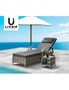 Livsip Sun Lounger Wheeled Day Bed with Table Patio Outdoor Setting Furniture, hi-res