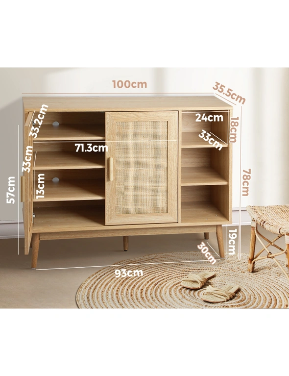 Oikiture Shoe Rack Shoes Storage Cabinet Sideboard Organiser Rattan Furniture, hi-res image number null
