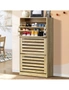 Oikiture Shoes Rack Shoe Storage Cabinet Organiser Shelf 3 Doors 45 Pairs Wooden, hi-res