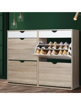 Oikiture Shoe Rack Shoe Storage Cabinet Cupboard Organiser Shelf Wooden 36 Pairs