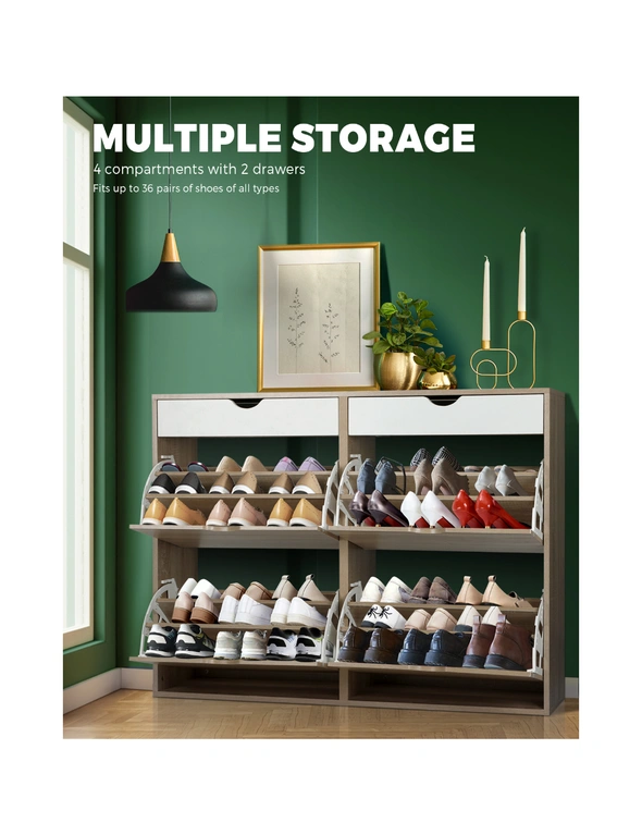 Oikiture Shoe Rack Shoe Storage Cabinet Cupboard Organiser Shelf Wooden 36 Pairs, hi-res image number null