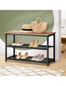Oikiture Shoe Cabinet Bench Shoes Rack Shelf Storage 3-Tier Industrial Furniture