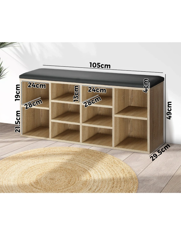 Oikiture Shoe Cabinet Bench Shoe Storage Rack PU Padded Seat Organiser Cupboard, hi-res image number null