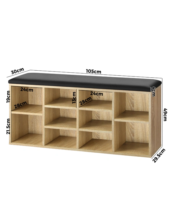 Oikiture Shoe Cabinet Bench Shoe Storage Rack PU Padded Seat Organiser Cupboard, hi-res image number null