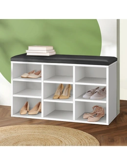 Oikiture Shoe Cabinet Bench Organiser Shoe Rack Storage PU Padded Seat Shelf