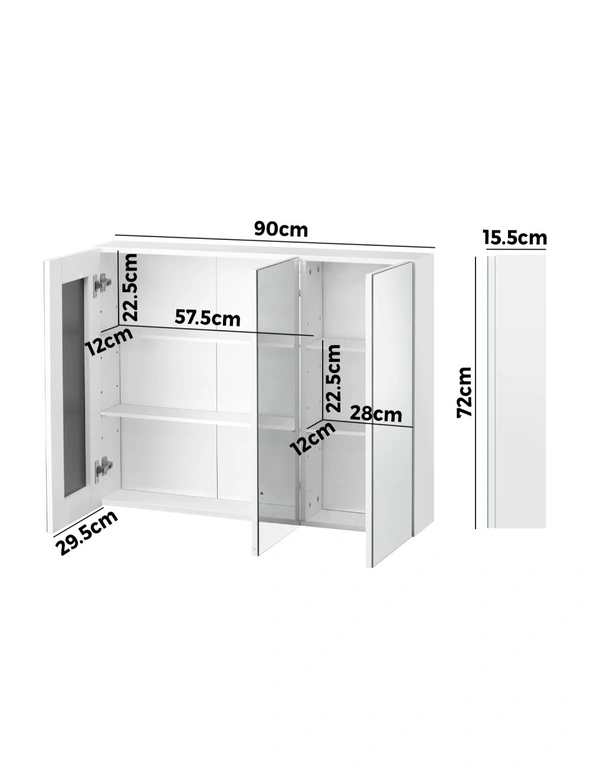 Welba Bathroom Mirror Cabinet Vanity Medicine Wall Storage 900mm x 720mm, hi-res image number null