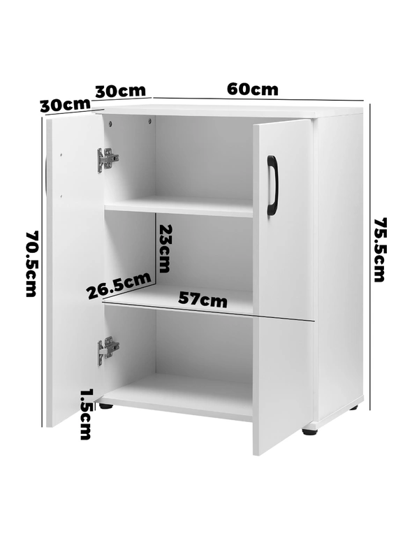 Oikiture Storage Cabinet Bathroom Cabinet Freestanding Cupboard Organiser White, hi-res image number null