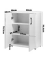Oikiture Storage Cabinet Bathroom Cabinet Freestanding Cupboard Organiser White, hi-res
