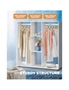 Oikiture Portable Double Wardrobe Storage Shelves Organizer Clothes Rack Hanger, hi-res