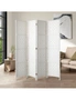 Oikiture 4 Panel Room Divider Screen Privacy Dividers Woven Wood Folding White, hi-res