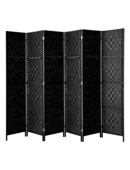 Oikiture 6 Panel Room Divider Screen Privacy Dividers Woven Wood Folding Black