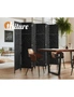 Oikiture 6 Panel Room Divider Screen Privacy Dividers Woven Wood Folding Black, hi-res