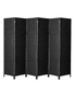 Oikiture 6 Panel Room Divider Screen Privacy Dividers Woven Wood Folding Black, hi-res