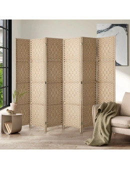 Oikiture 6 Panel Room Divider Privacy Screen Dividers Woven Wood Fold Stand