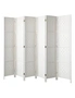 Oikiture 6 Panel Room Divider Screen Privacy Dividers Woven Wood Folding White, hi-res