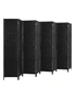 Oikiture 8 Panel Room Divider Screen Privacy Dividers Woven Wood Folding Black, hi-res