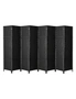 Oikiture 8 Panel Room Divider Screen Privacy Dividers Woven Wood Folding Black, hi-res