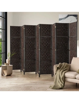 Oikiture 8 Panel Room Divider Screen Privacy Dividers Woven Wood Folding Brown