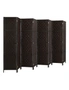 Oikiture 8 Panel Room Divider Screen Privacy Dividers Woven Wood Folding Brown, hi-res