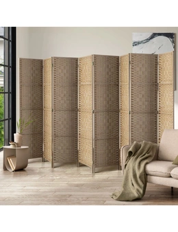 Oikiture 8 Panel Room Divider Privacy Screen Dividers Woven Wood Fold Stand