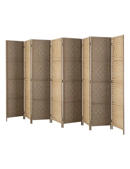 Oikiture 8 Panel Room Divider Privacy Screen Dividers Woven Wood Fold Stand