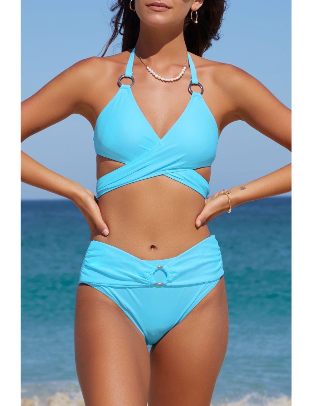 Halter neck high 2025 waisted bikini