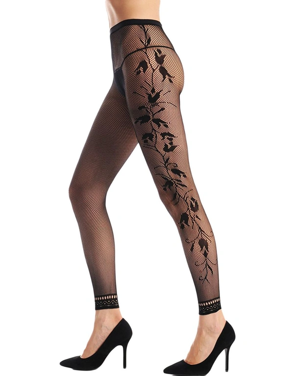 Briar thorn Fishnet Floral Opaque Footless Tights Pantyhose