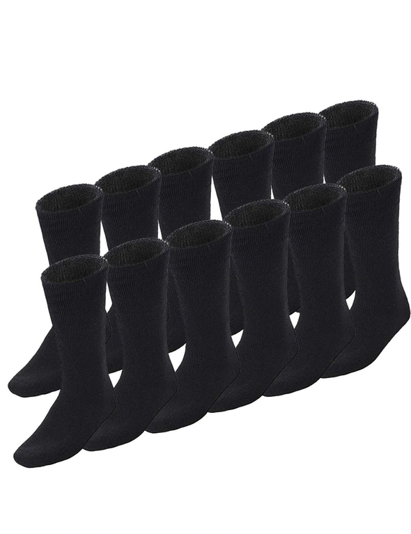 12 Pairs BAMBOO SOCKS Mens Heavy Duty Premium Thick Work Socks Cushion BULK - Navy Blue - 6-11, hi-res image number null