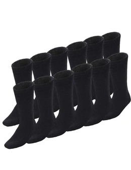12 Pairs BAMBOO SOCKS Mens Heavy Duty Premium Thick Work Socks Cushion BULK - Navy Blue - 6-11