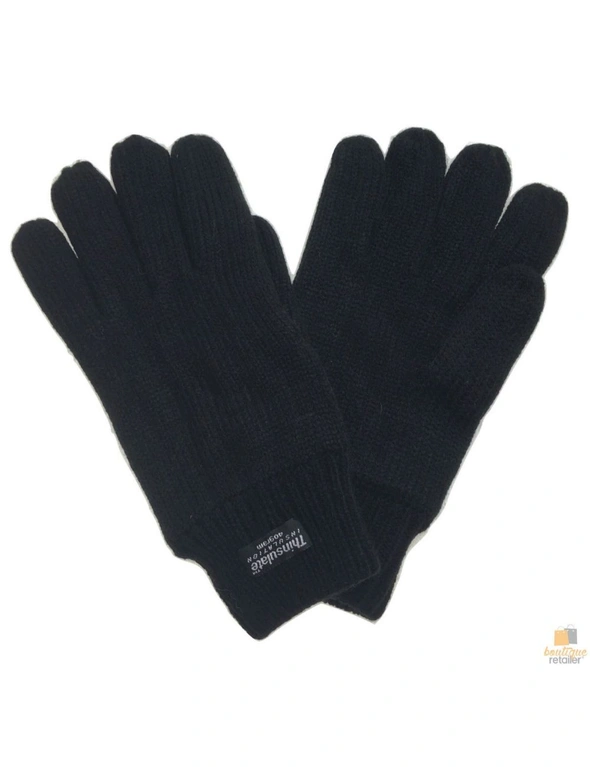3M THINSULATE Knitted Fleece Gloves Winter Warmers Snow Ski Thermal Plain - Navy - S/M, hi-res image number null